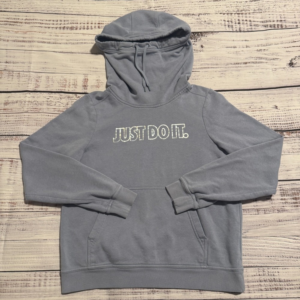Nike Pullover Hoodie Long Sleeve Mock‎ Neck Sweatshirt Blue Women's Size Small